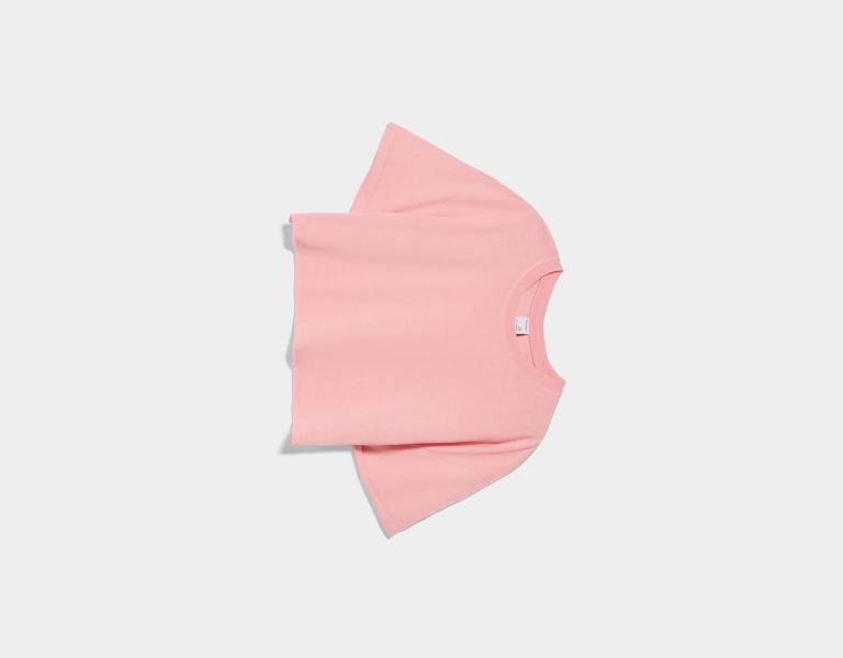 Bershka Kort Sleeve Cropped T-shirts Dames Roze | JTqIg7sWCFS