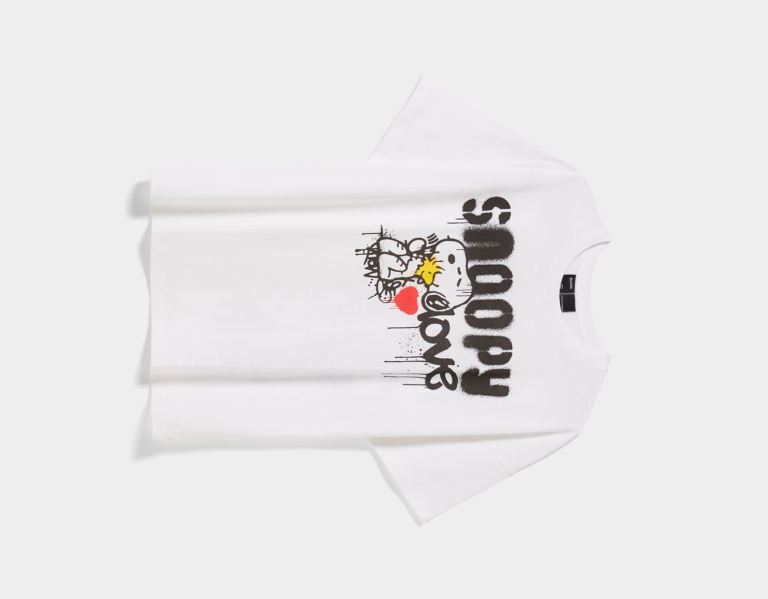 Bershka Kort Sleeve Featuring ‘snoopy Love’ Print T-shirts Dames Wit | zDmUY04ph3C