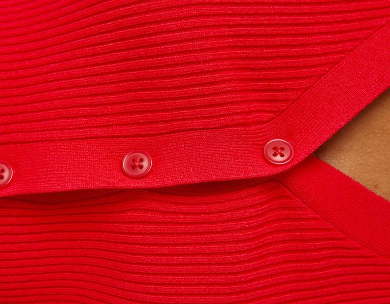 Bershka Kort Sleeve Polo Collar Cardigan Gebreide Kleding Dames Rood | QIEmcA2jiMp