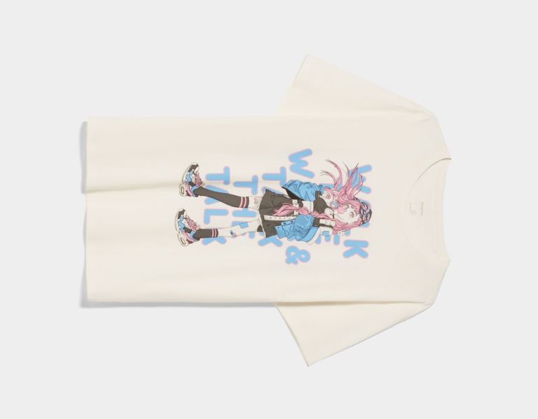 Bershka Kort Sleeve With Anime Print T-shirts Heren Wit | yiqmzKu1qVV