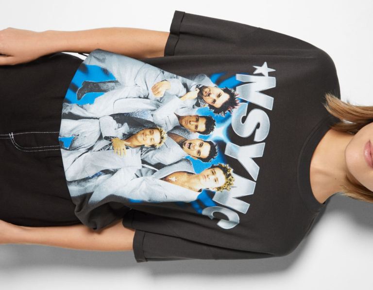 Bershka Kort Sleeve With Nsync Print T-shirts Dames Grijs | 2B012oINv6B