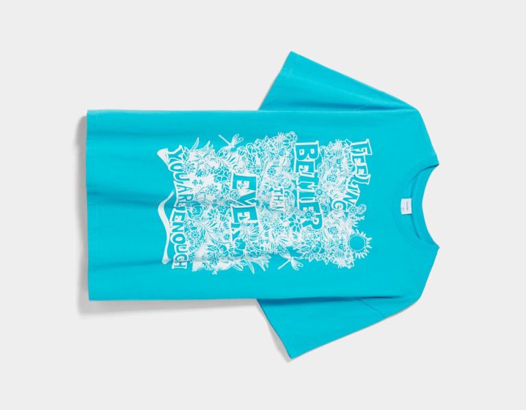 Bershka Kort Sleeve With Print T-shirts Dames Turquoise | VyQatJmOHFD