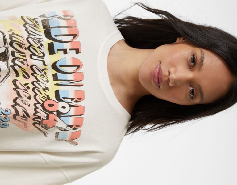 Bershka Kort Sleeve With Print T-shirts Dames Wit | jwm7zY70sXW