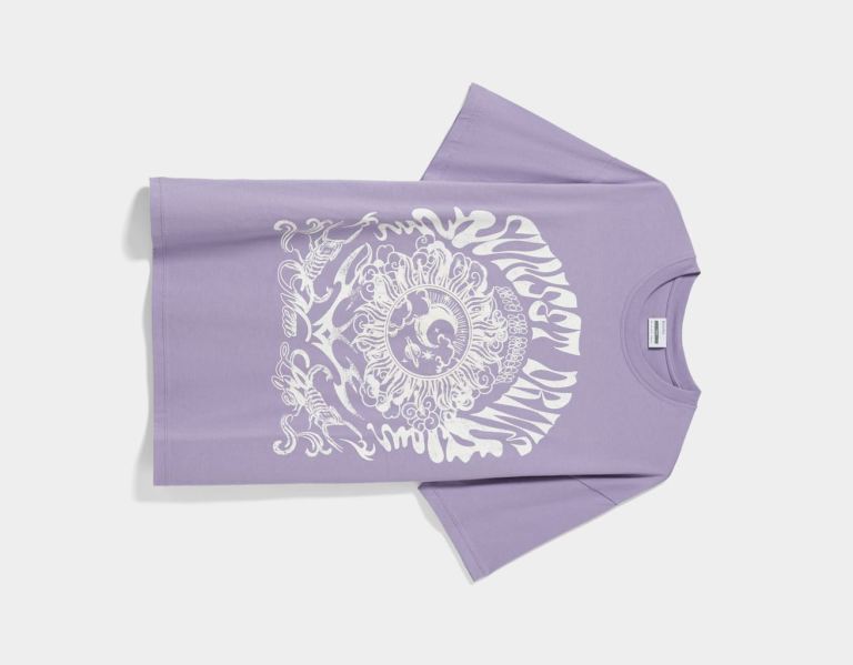 Bershka Kort Sleeve With Print T-shirts Dames Paars | rxjiVaGZZIF