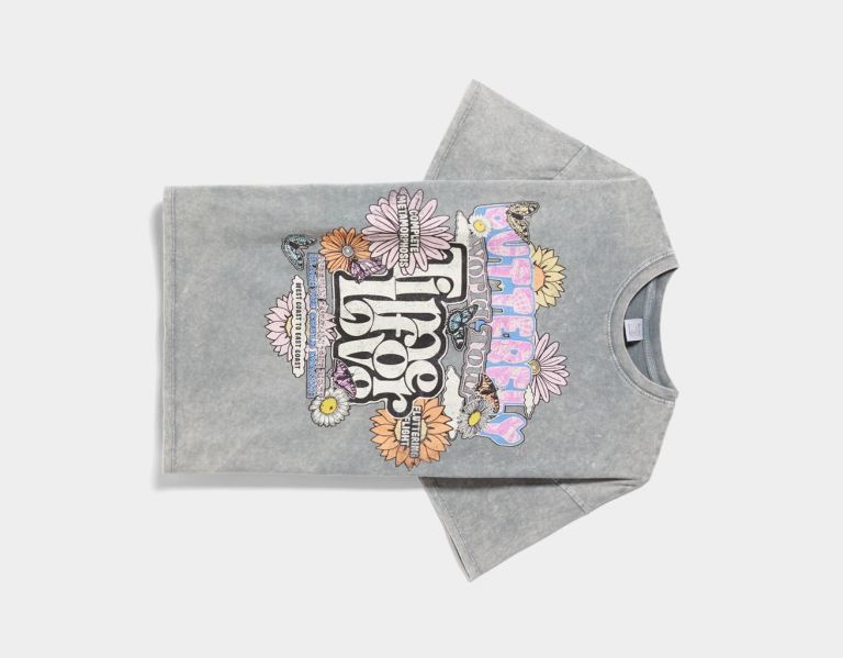 Bershka Kort Sleeve With Print T-shirts Dames Grijs | vHSsLPs4iyg