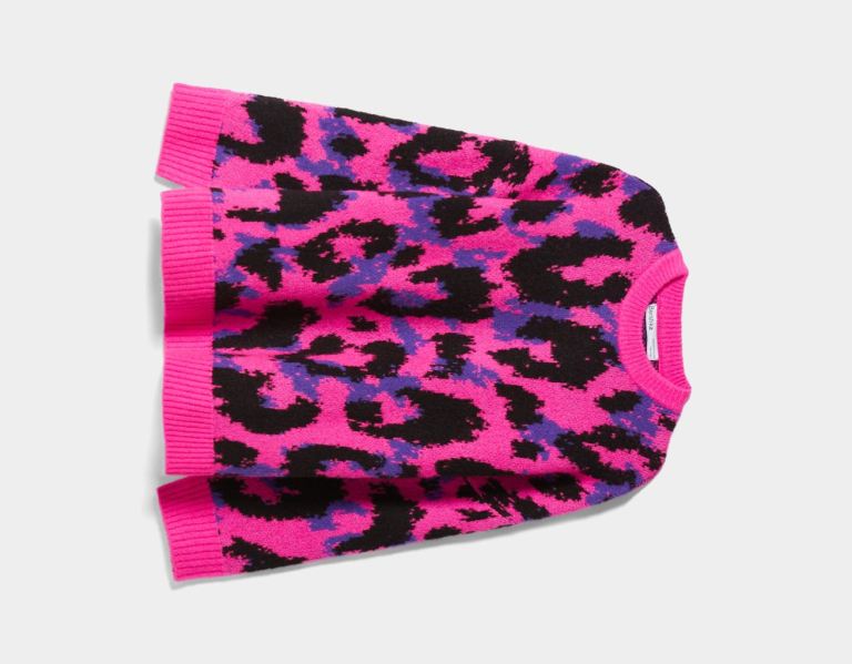 Bershka Leopard Print Jacquard Trui Gebreide Kleding Dames Roze | snsPGbKlVGo