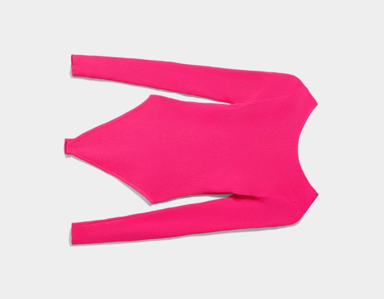 Bershka Long Sleeve With An Open Back Bodysuit Dames Roze | BS6DWKjuM5X