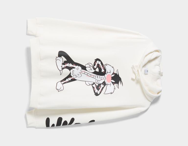 Bershka Looney Tunes X Coté Escrivá Print Hoodie Heren Wit | YXAs2ieAlHV