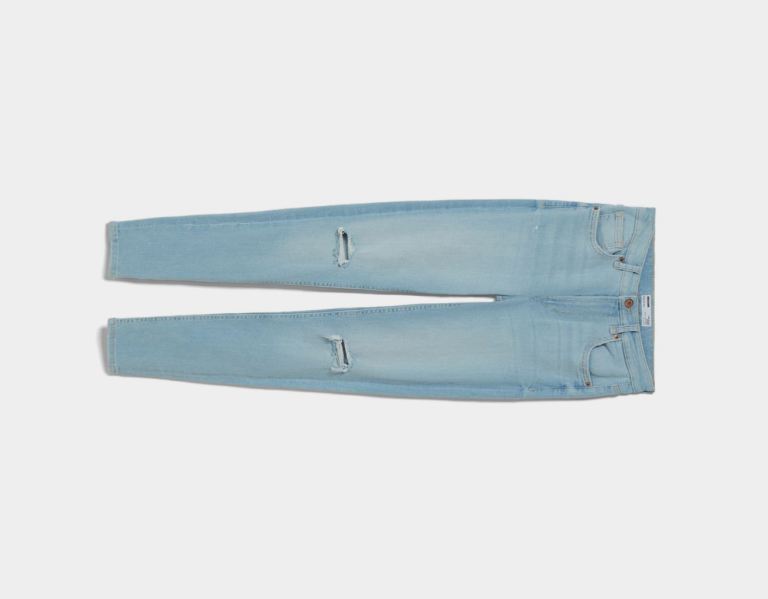 Bershka Low-rise Mager Jeans Dames Lichtblauw | EmCXkdVhnEg