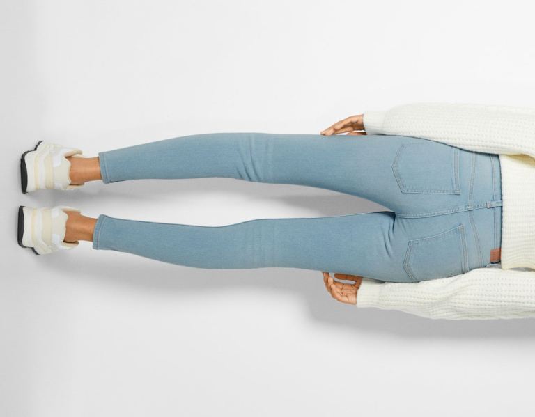 Bershka Low-rise Mager Jeans Dames Lichtblauw | EmCXkdVhnEg