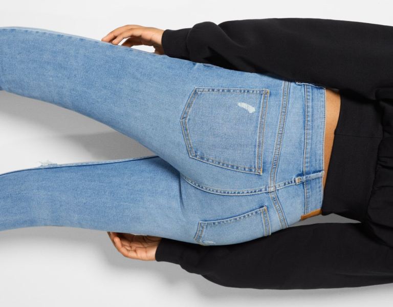 Bershka Low-rise Mager Jeans Dames Lichtblauw | b2nbAOc81ZK