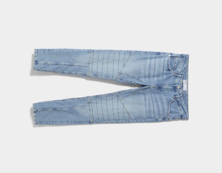 Bershka Mager Biker Jeans Heren Lichtblauw | qZlHURtyVz9