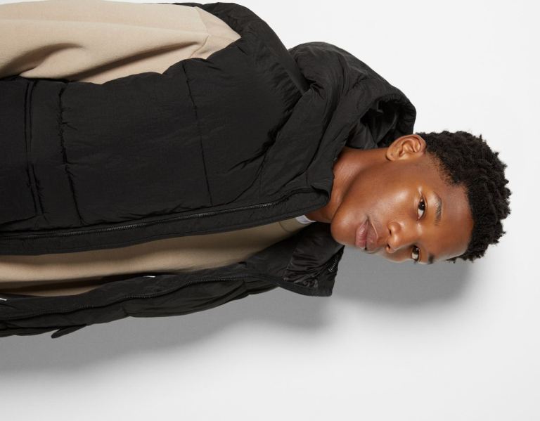 Bershka Met Capuchon Puffer Gilet Heren Zwart | YoxNY0TLWlT