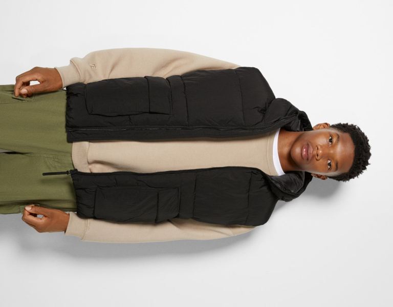 Bershka Met Capuchon Puffer Gilet Heren Zwart | YoxNY0TLWlT