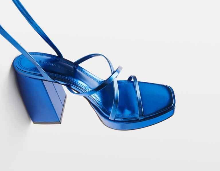 Bershka Metallic Hak Sandalen Plateauzool Dames Blauw | sygGBbwmDgh