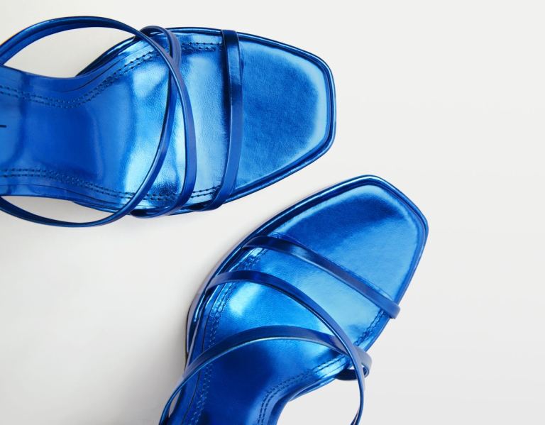 Bershka Metallic Hak Sandalen Plateauzool Dames Blauw | sygGBbwmDgh