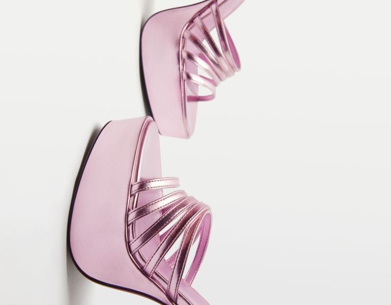 Bershka Metallic High-heel Xl Platform Hakken Sandalen Dames Roze | LYYqzmdC8IO