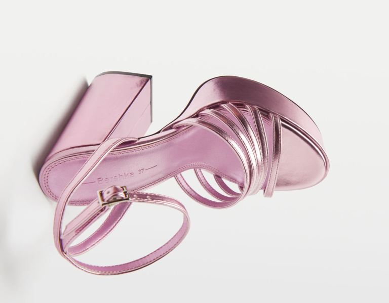 Bershka Metallic High-heel Xl Sandalen Plateauzool Dames Roze | TUOiEcu3hrO