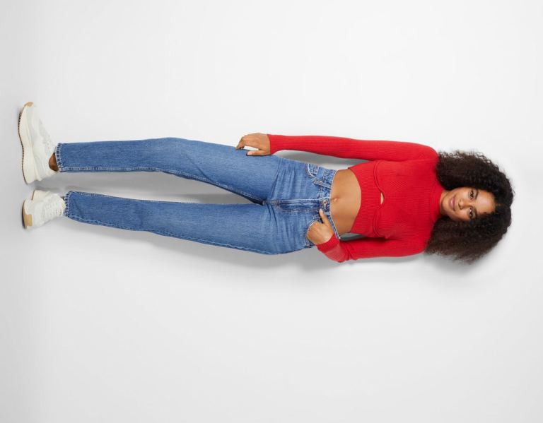 Bershka Mom Jeans Dames Blauw | ItGlTQEMwIh