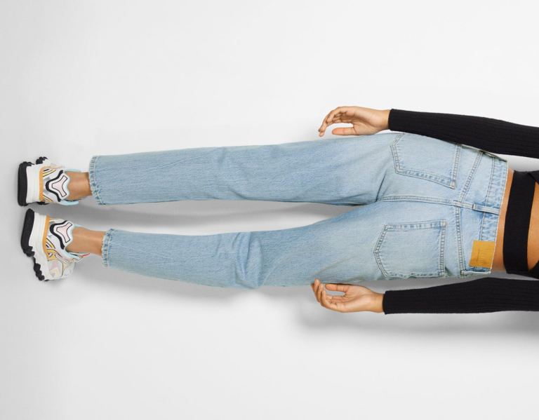 Bershka Mom Jeans Dames Lichtblauw | ENsDVl9aIk0