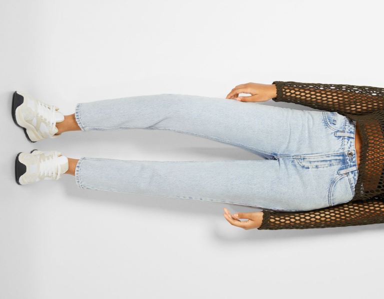 Bershka Mom Jeans Dames Lichtblauw | RlwjrRO1ZaK