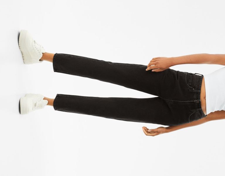 Bershka Mom Jeans Dames Zwart | mnKrxyrk3On