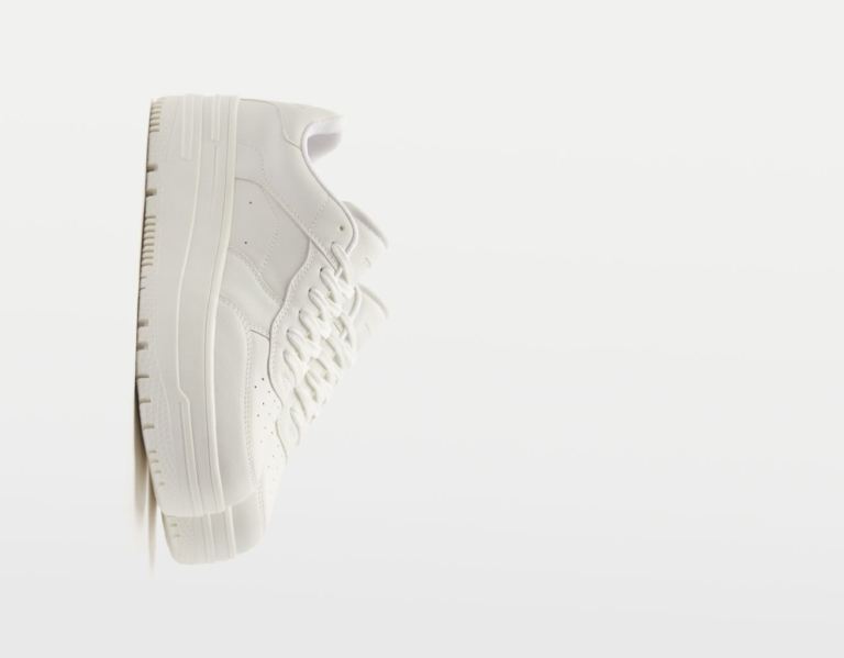 Bershka Monochrome Platform Sneakers Dames Wit | cNUM8BiV10U