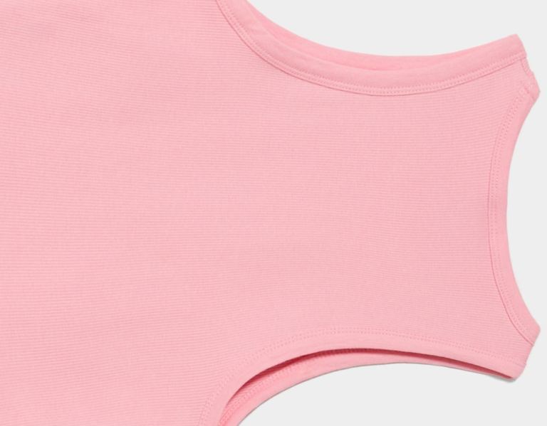 Bershka Mouwloos Geribbeld Top T-shirts Dames Roze | PR6aug0icmc