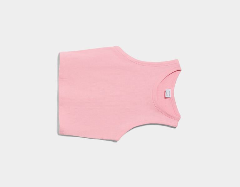 Bershka Mouwloos Geribbeld Top T-shirts Dames Roze | PR6aug0icmc