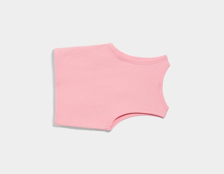 Bershka Mouwloos Geribbeld Top T-shirts Dames Roze | PR6aug0icmc