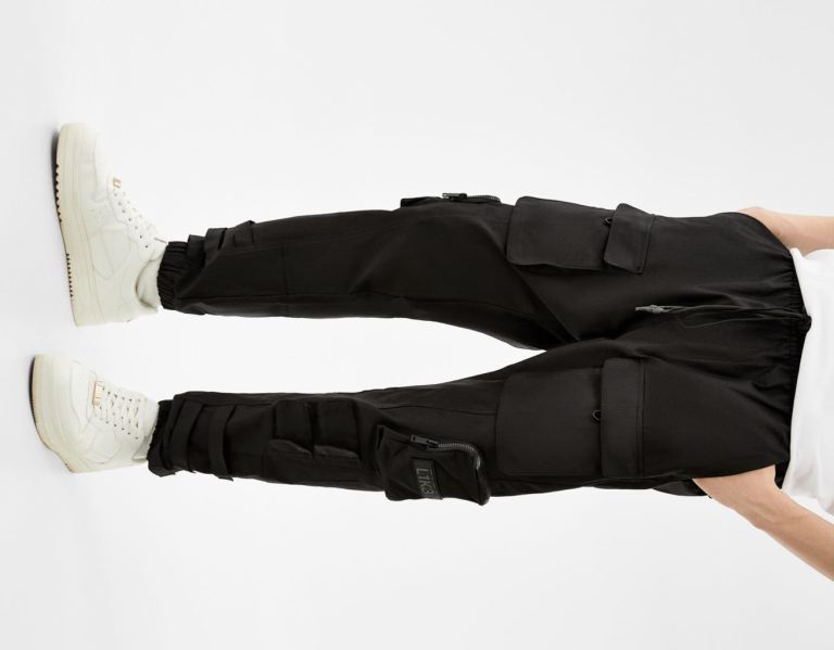 Bershka Multipocket Joggers Broek Heren Zwart | QzkDw7CYRnQ