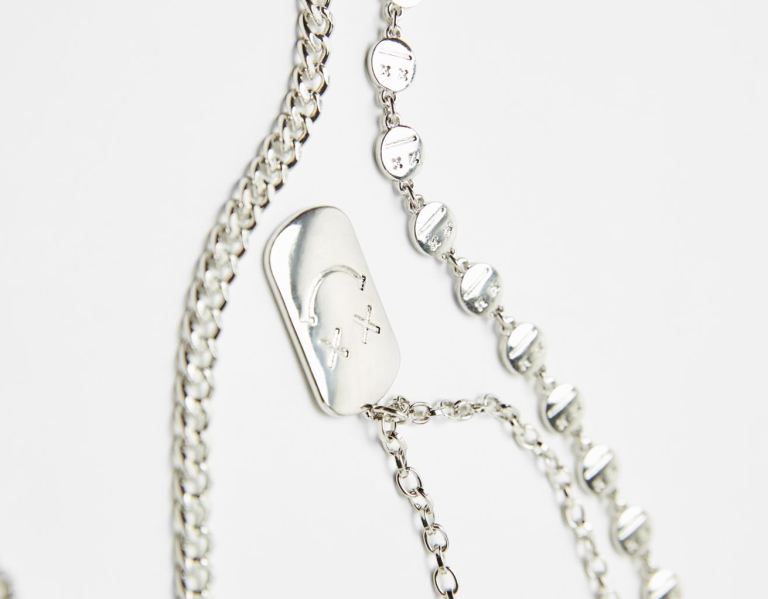 Bershka Necklace With Detail Sieraden Heren Zilver | fOhM1BIA5DY