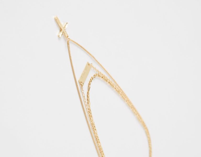 Bershka Necklace With Thin Crosses Sieraden Heren Goud | Y45buwFAong