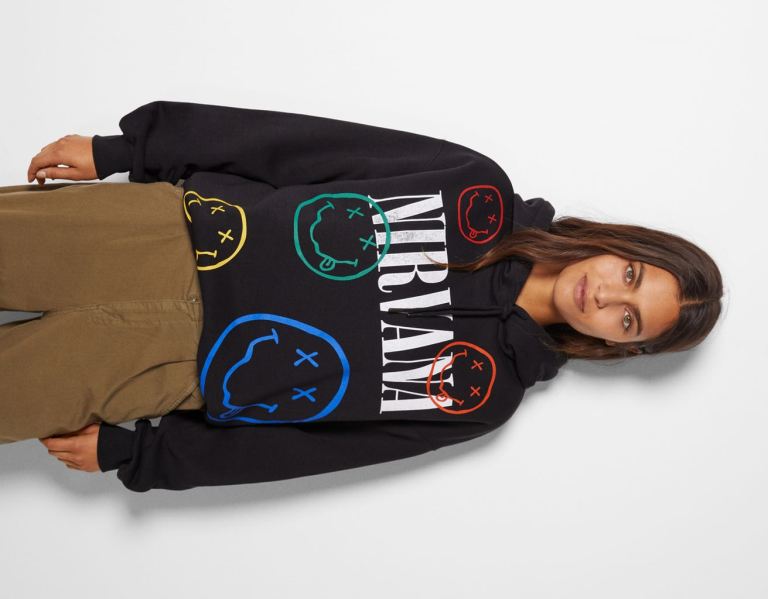 Bershka Nirvana Print Hoodie Dames Grijs | iEQk4n4hAio