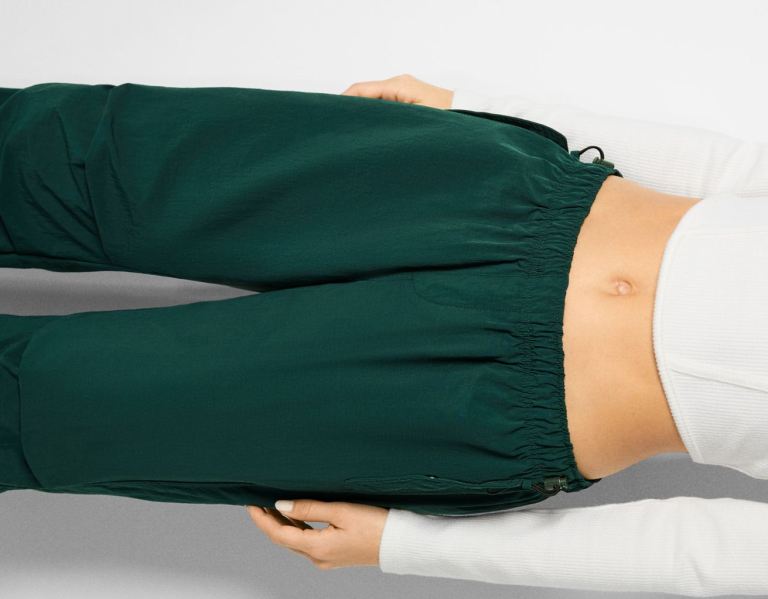 Bershka Nylon Joggers Parachute Dames Groen | eeuh649MJBh