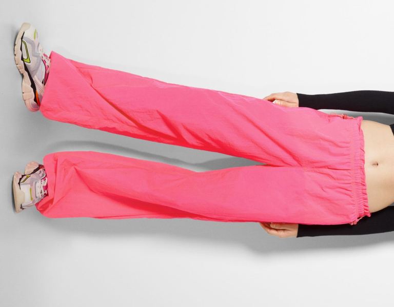 Bershka Nylon Pants Parachute Dames Roze | 0NdZzmFcWAu