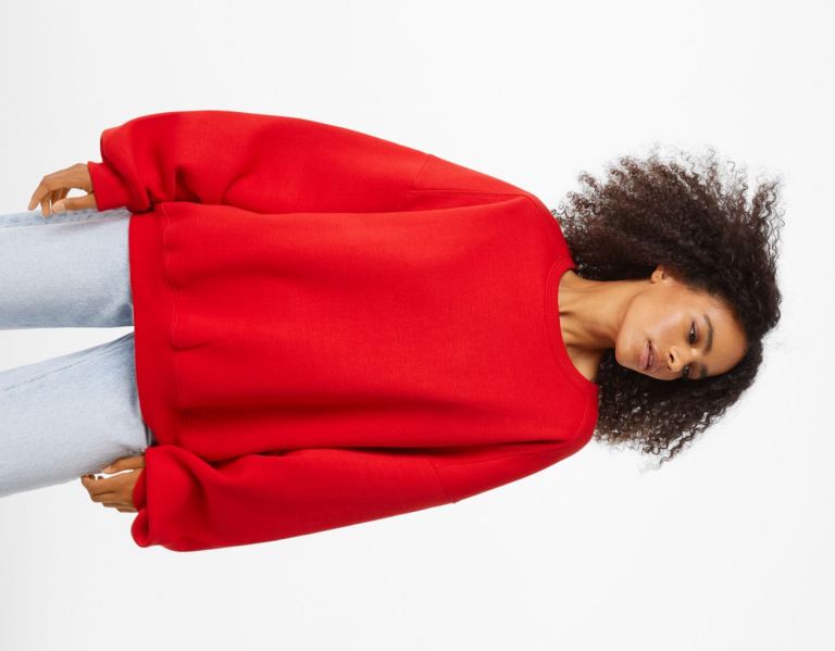 Bershka Oversize Crew Neck Sweatshirts Dames Rood | SvoEgVc9Ncr