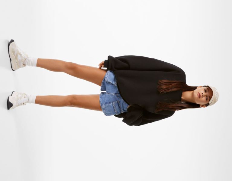 Bershka Oversize Crew Neck Sweatshirts Dames Zwart | pmOYZAclghH