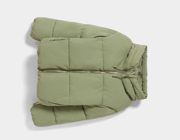 Bershka Oversize Met Capuchon Puffer Jassen Dames Khaki | 6COyeCYzBM5