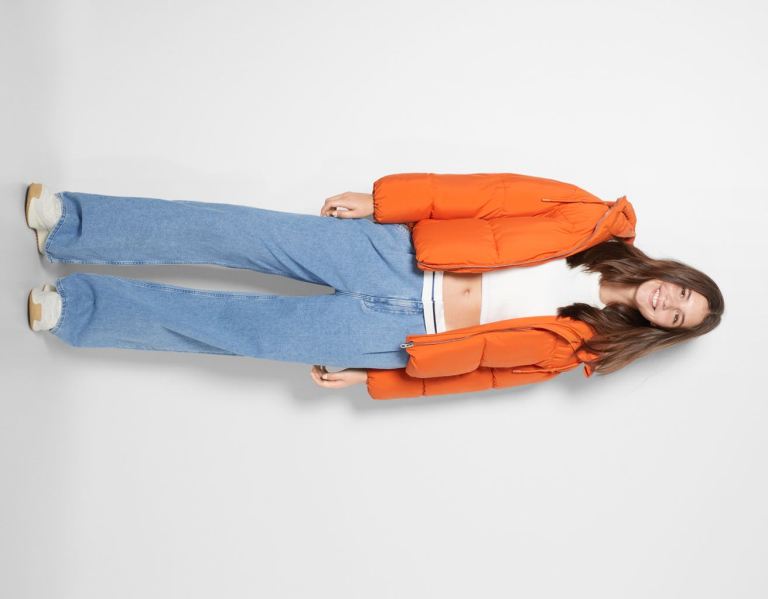 Bershka Oversize Met Capuchon Puffer Jassen Dames Oranje | FXa2gG2zbqc