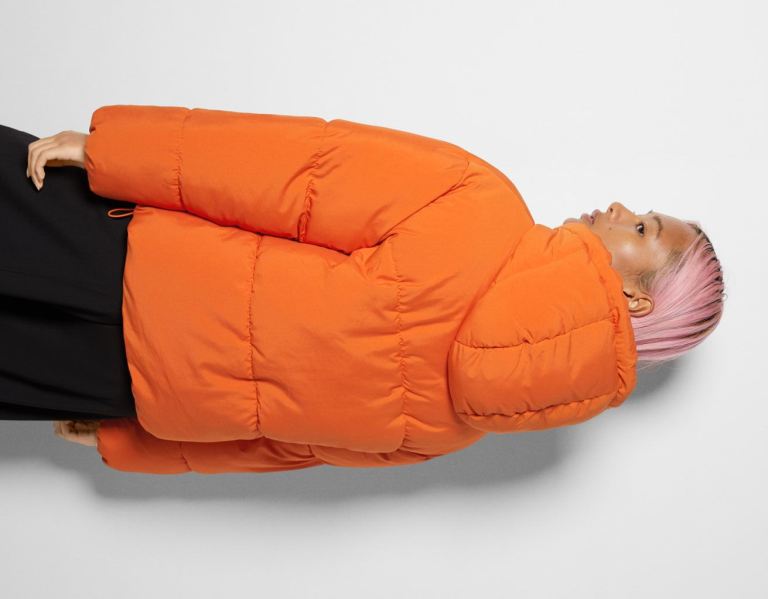 Bershka Oversize Met Capuchon Puffer Jassen Dames Oranje | HZEEnhRsUkP