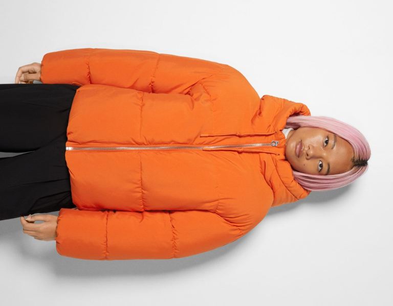 Bershka Oversize Met Capuchon Puffer Jassen Dames Oranje | HZEEnhRsUkP