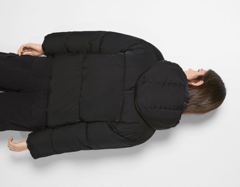 Bershka Oversize Met Capuchon Puffer Jassen Dames Zwart | PsHx3W3yzjB