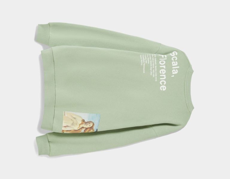 Bershka Oversize Museo De La Scala Crewneck Sweatshirts Heren Groen | 3v2XQg9KBeg