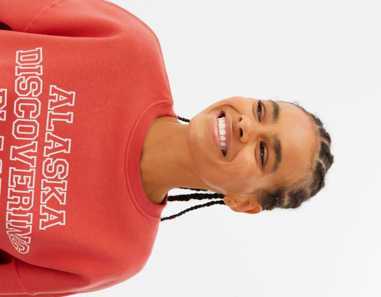 Bershka Oversize Printed Sweatshirts Dames Rood | A0mexKwQJch