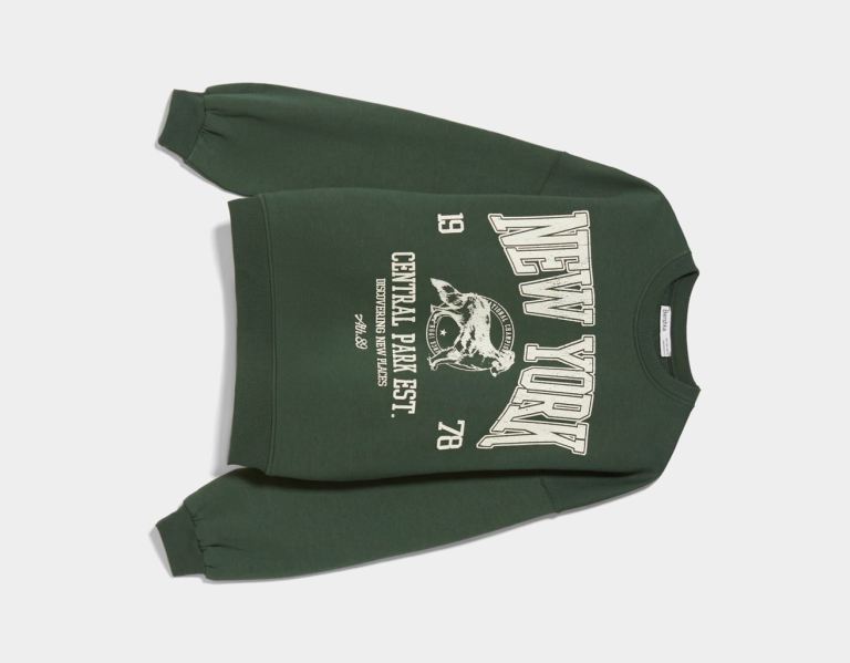 Bershka Oversize Printed Sweatshirts Dames Groen | ABojNrw4fjN