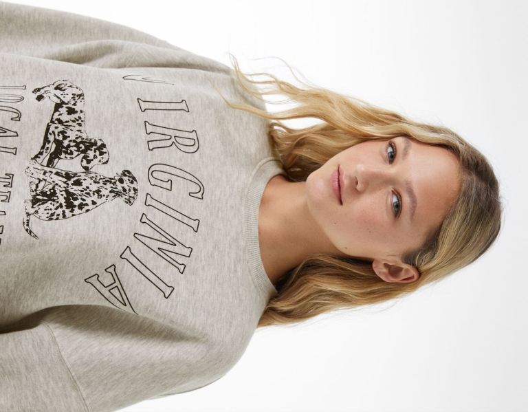 Bershka Oversize Printed Sweatshirts Dames Grijs | dihFEIZmsH5