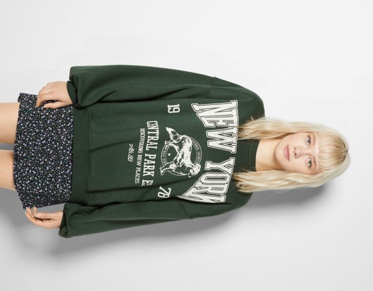 Bershka Oversize Printed Sweatshirts Dames Groen | l5KdF8jBBxh