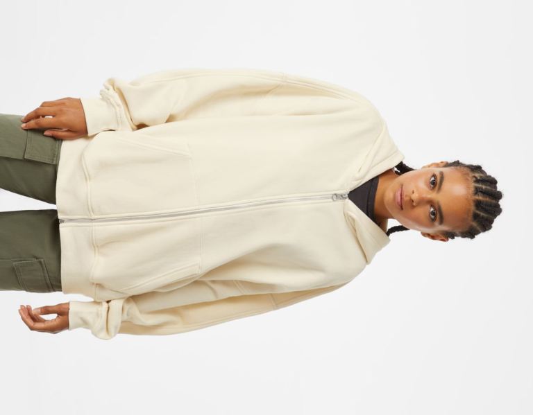 Bershka Oversize Zippered Hoodie Dames Wit | ZvhLiNYEqIQ