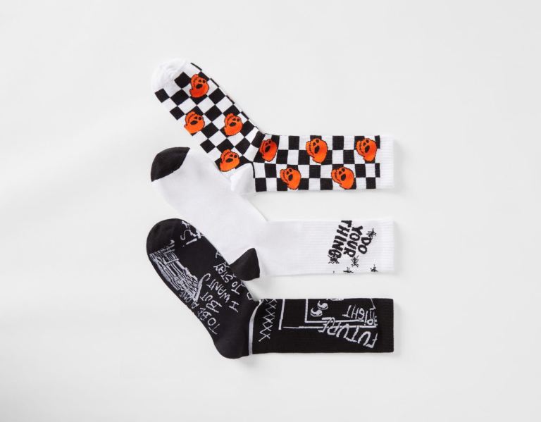 Bershka Pack Of 3 Pairs Of Checkered And Skull Print Sokken Heren Zwart | gvcdFf3RwBB